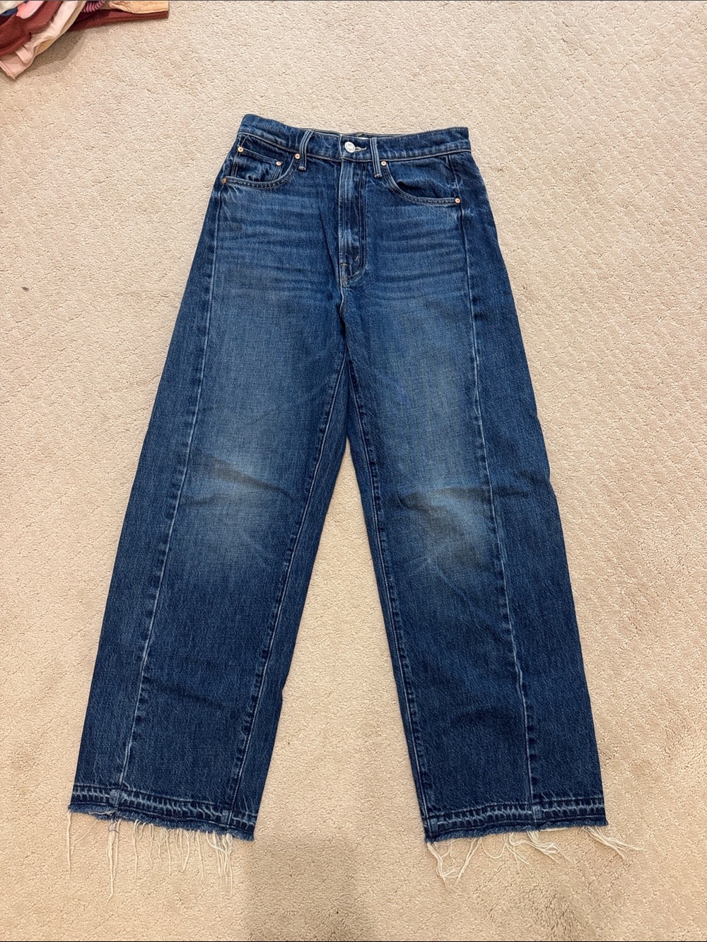 MOTHER Women's Cropped Straight Jeans in Dark Blue Denim